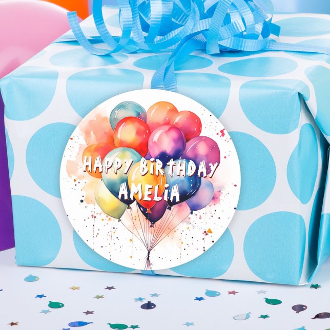 Sticker Rond Ballons colorés Enfants Joyeux anniversaire (Créateur téléchargé)