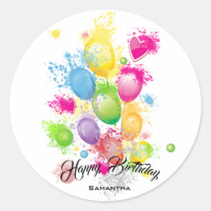 Sticker Rond Ballons d'anniversaire