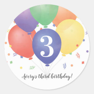 Sticker Rond Ballons d'anniversaire colorés