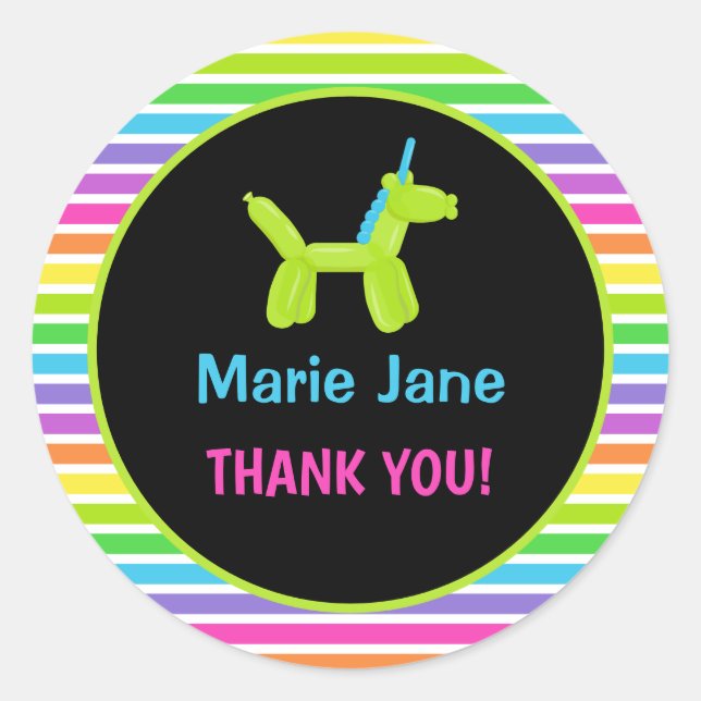 STICKER ROND BALLONS D'ANNIVERSAIRE DE NEON (Devant)