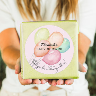 Sticker Rond Ballons d'aquarelle sur Baby shower rose