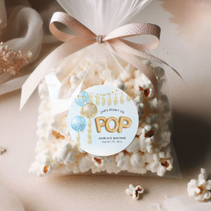 Sticker Rond Ballons de Baby shower floral "Prêt à pop"