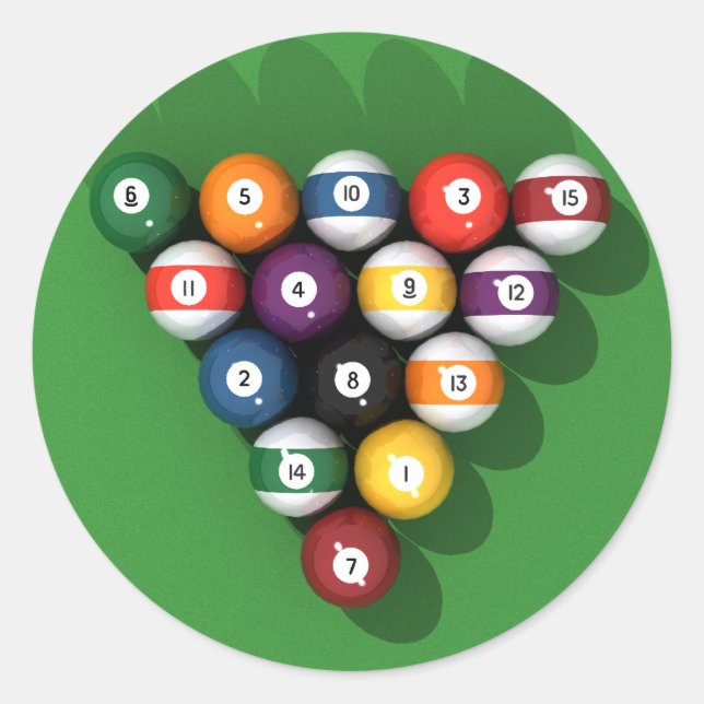 Sticker Rond Ballons de billard sur Green Fet : (Devant)