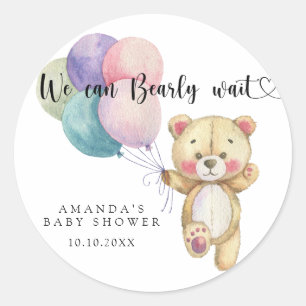 Sticker Rond Ballons d'ours en peluche - on peut attendre