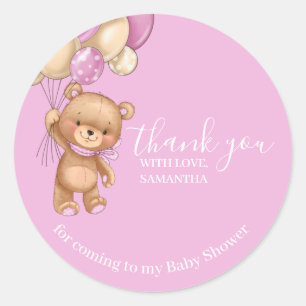 Sticker Rond Ballons d'ours en peluche PInk Merci