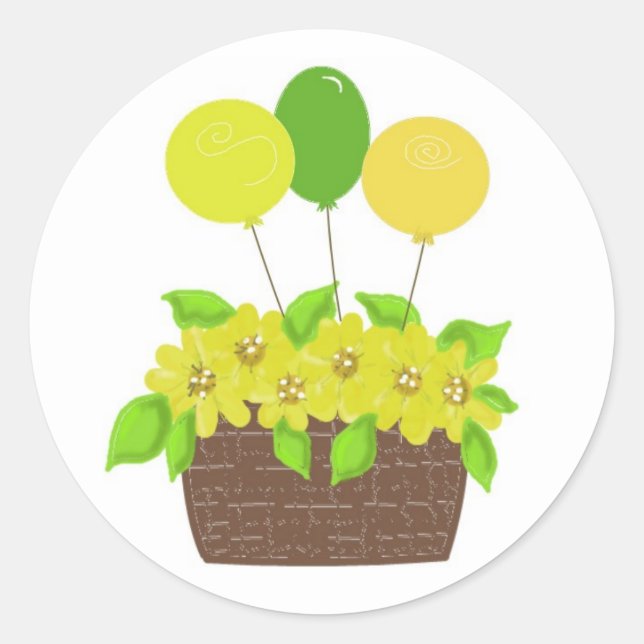 Sticker Rond Ballons et fleurs (Devant)