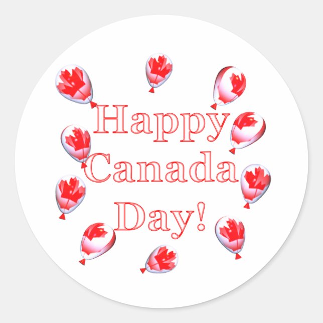 Sticker Rond Ballons Feuille d'érable de la fête du Canada (Devant)