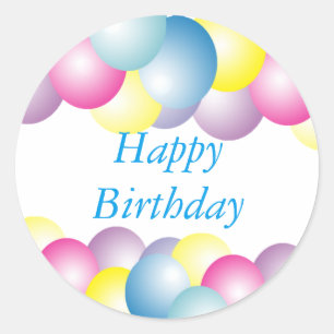 Sticker Rond Ballons multicolores fête d'anniversaire