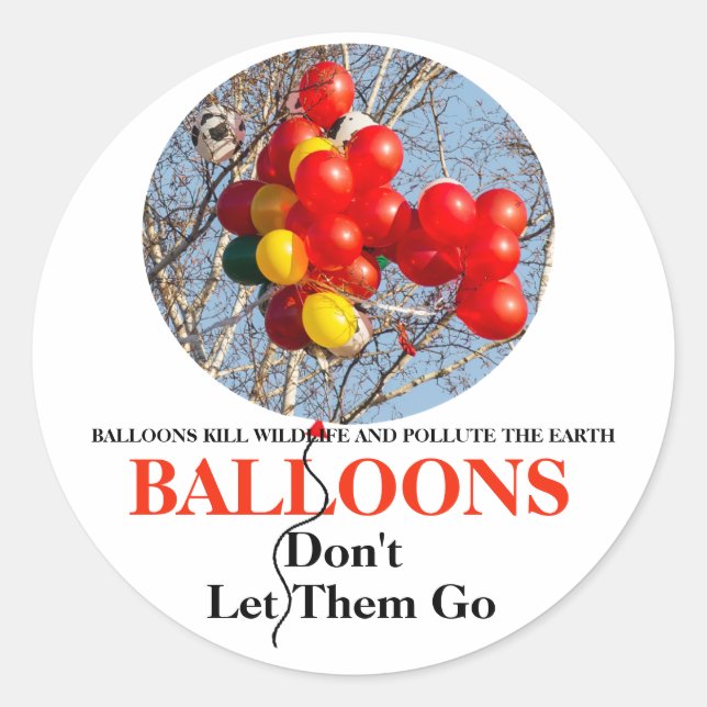 Sticker Rond BALLONS, ne les laissez pas partir (Devant)