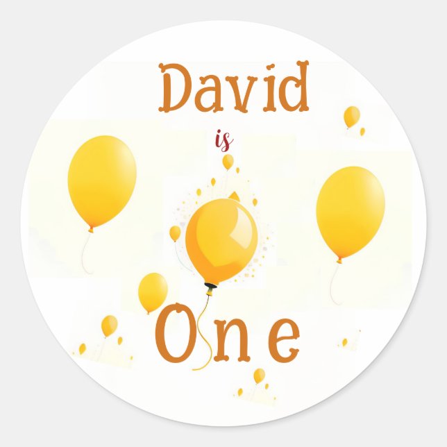 Sticker Rond Ballons orange jaune Fête d'anniversaire Personnal (Devant)