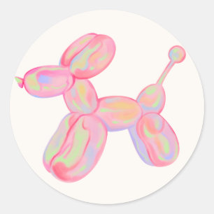 Sticker Rond Ballons rose coloré animal