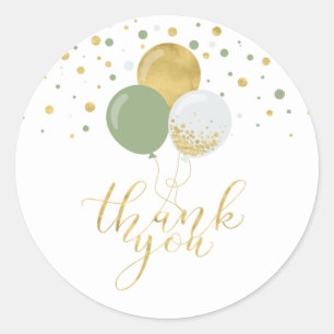 Sticker Rond Ballons verts Gold&Sage   Parti Favoriser Merci