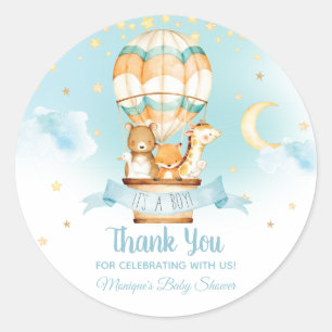 Sticker Rond Balloon à air chaud Animaux Baby shower bébé garço