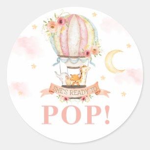 Sticker Rond Balloon à air chaud Animaux Douche Elle est prête