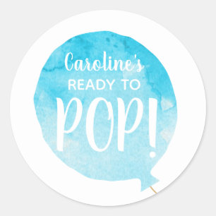 Sticker Rond Balloon bleu prêt à pop Baby Boy Douche