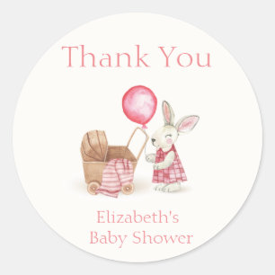 Sticker Rond Balloon de poussette rose Baby shower fille de pou