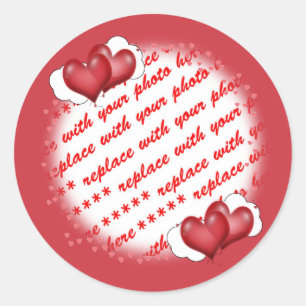Sticker Rond Balloon Hearts with Little Hearts Photo Frame