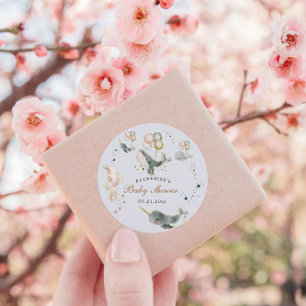 Sticker Rond Balloons de baleines magiques Étoiles Baby shower