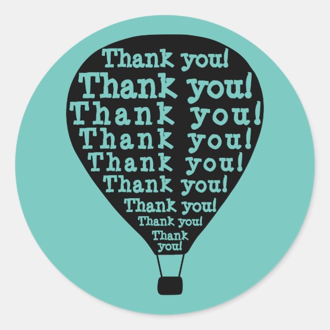 Sticker Rond Ballotte à air chaud en Merci turquoise (Devant)