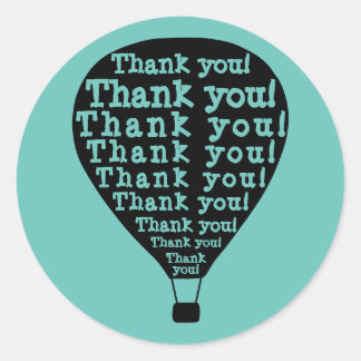 Sticker Rond Ballotte à air chaud en Merci turquoise