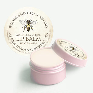 Sticker Rond Balme de lèvres Reine abeille sur Parchemin d'ivoi