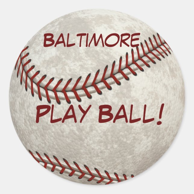 Sticker Rond Baltimore Baseball Play Ball ! Histoire américaine (Devant)
