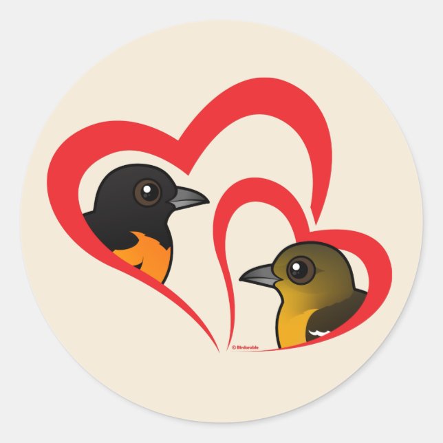 Sticker Rond Baltimore Oriole Love (Devant)