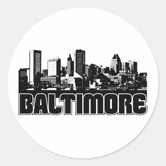 Sticker Rond Baltimore Skyline (Devant)