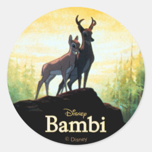 Sticker Rond Bambi Et Faline Sur Cliff