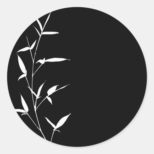 Sticker Rond Bamboo Silhouette Arrière - plan Modèle noir noir (Devant)