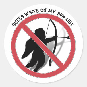 Sticker Rond Ban Cupid Anti-Valentine