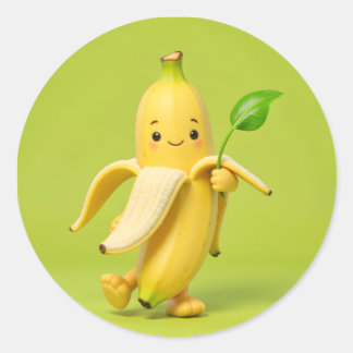 Sticker Rond « Banana Baby dit bonjour ! 🍌💙 Ajoutez de la dou