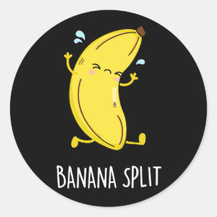Sticker Rond Banana Split Funny Danser Banana Pun Dark BG