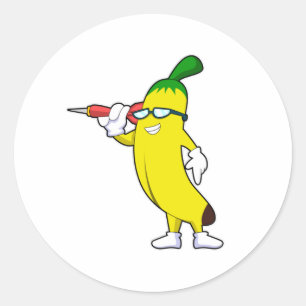 Sticker Rond Banane aux fléchettes avec fléchettes