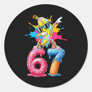 Sticker Rond Banane Dabbing 67 Glace au Chocolat Dégoulinant Dr