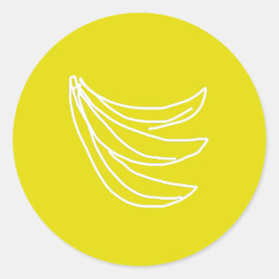 Sticker Rond Banane heureuse jaune funky