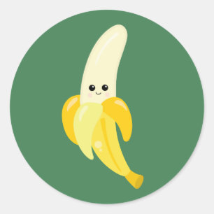 Sticker Rond Banane mignonne et heureuse