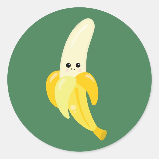 Sticker Rond Banane mignonne et heureuse (Devant)