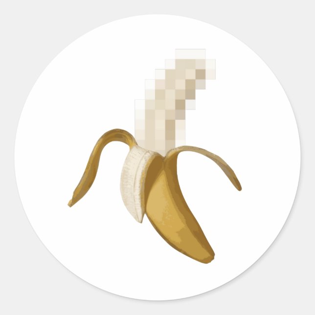 Sticker Rond Banane pelée à la censure (Devant)