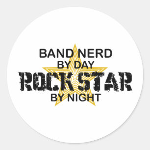 Sticker Rond Band Nerd Rock Star by Night