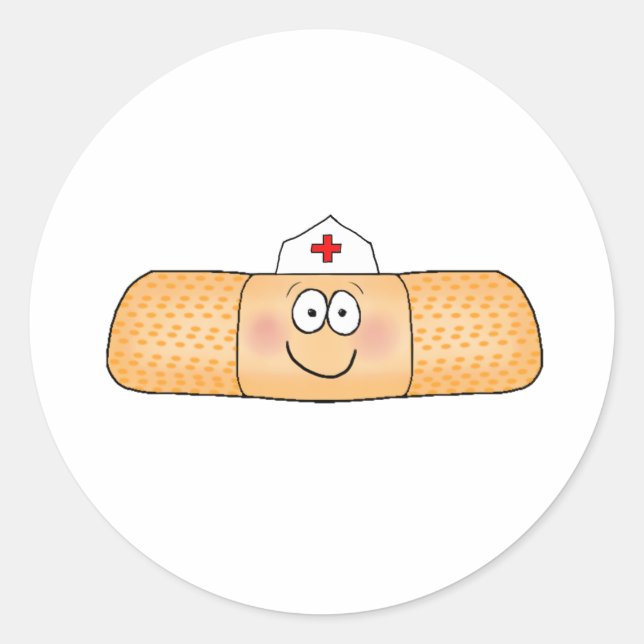 Sticker Rond Bandage d'aide de la bande Whimsicla avec infirmiè (Devant)