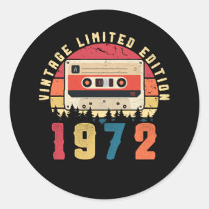 Sticker Rond Bande-cassette d'anniversaire vintage de 1972