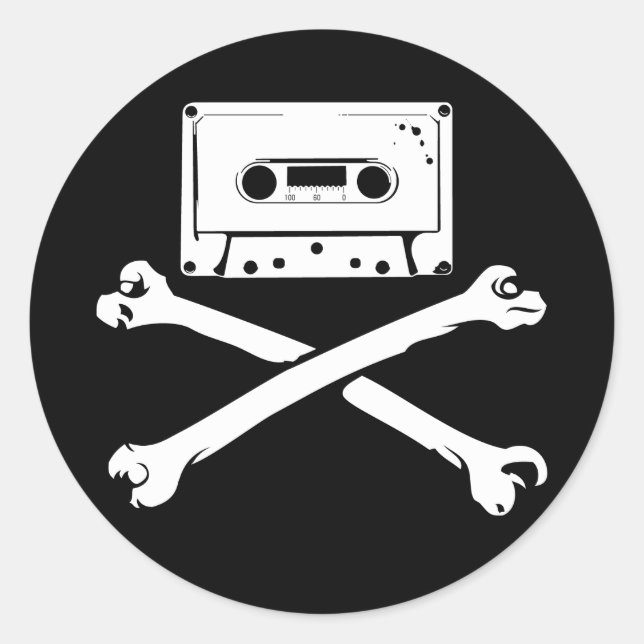 Sticker Rond Bande & Crossbones Musique Pirate Piracy Accueil T (Devant)