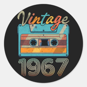 Sticker Rond Bande de cassette vintage 1967 Rétro 56e anniversa