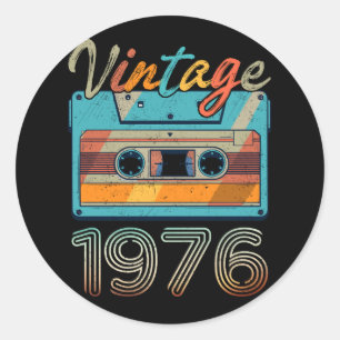 Sticker Rond Bande de cassette vintage 1976 Rétro 47e anniversa