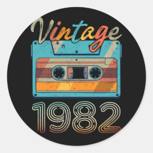 Sticker Rond Bande de cassette vintage 1982 Rétro 41e anniversa