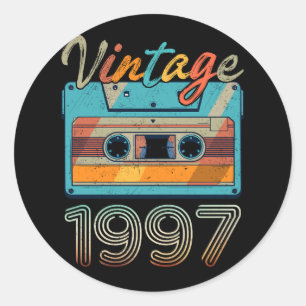 Sticker Rond Bande de cassette vintage 1997 Rétro 26e anniversa