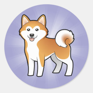 Sticker Rond Bande dessinée Akita Inu/Shiba Inu