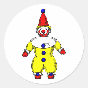 Sticker Rond Bande dessinée automatique de clown de type