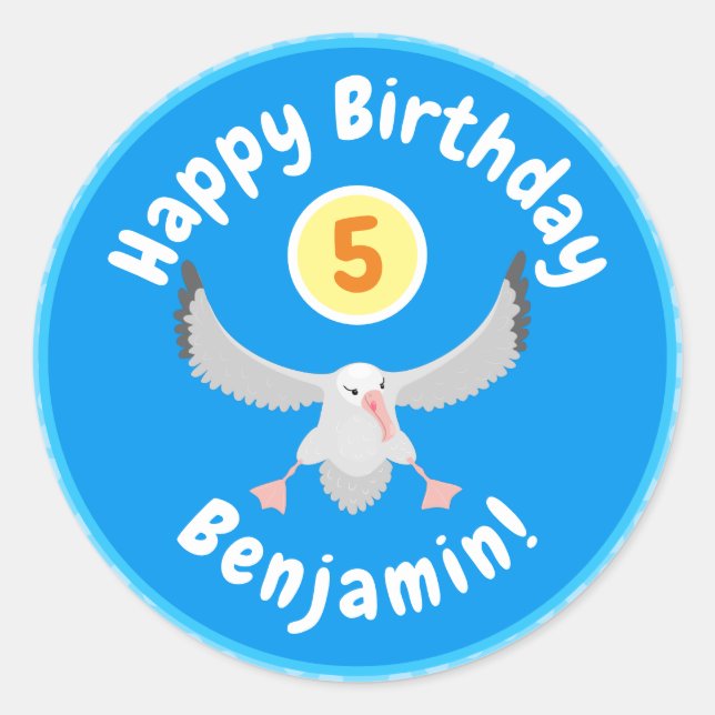 Sticker Rond Bande dessinée de l'oiseau mûre albatros (Devant)